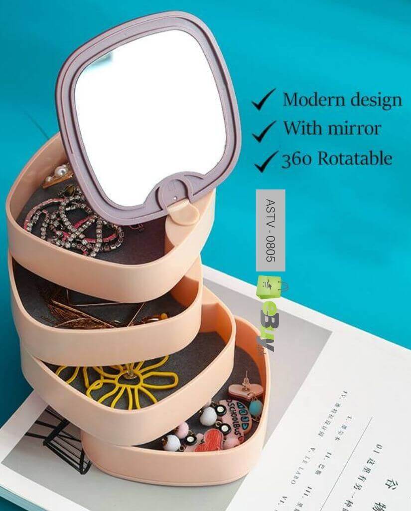 4 layer rotating Jewelry box with mirror 🪞
